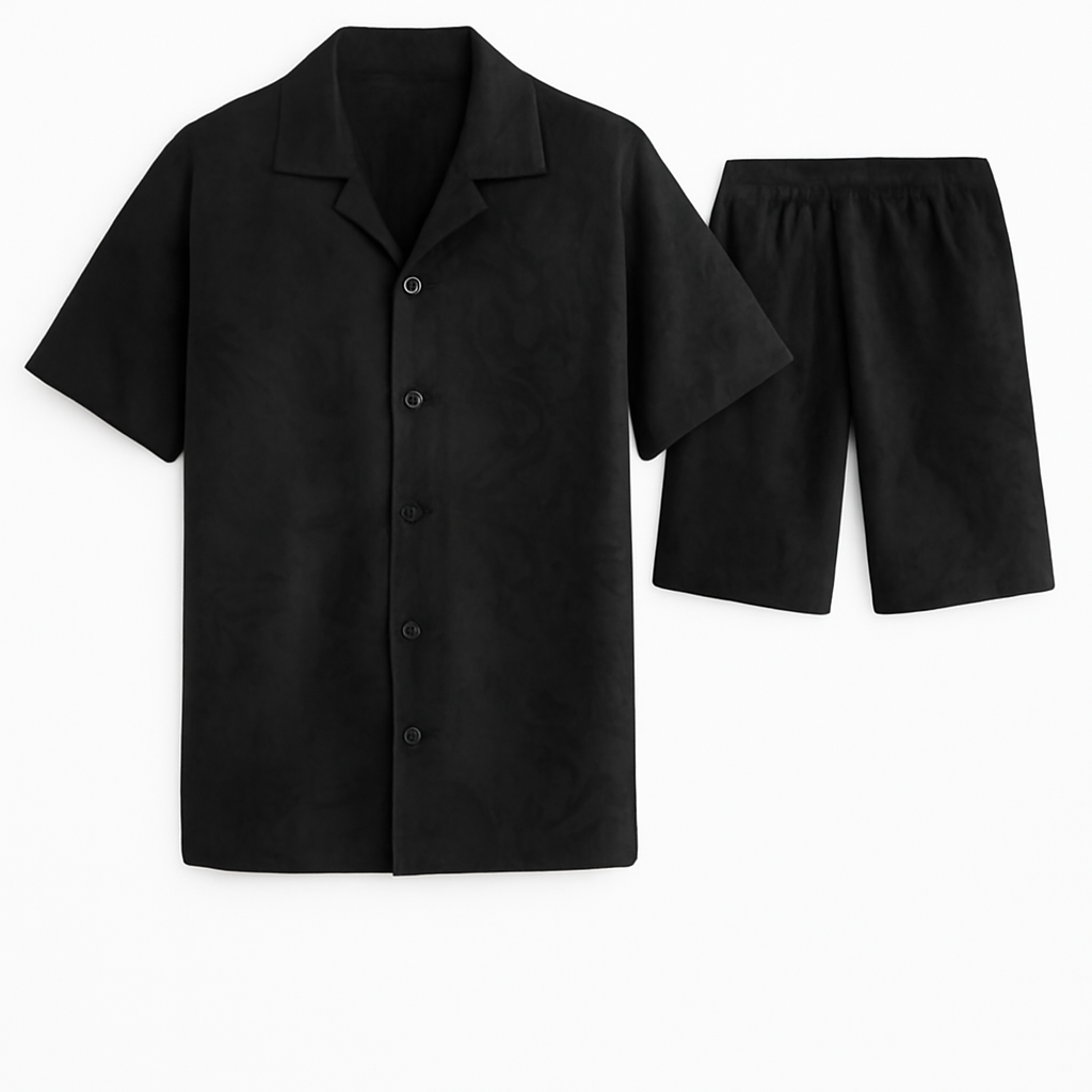 Black Half Sleeves Shirt & Short