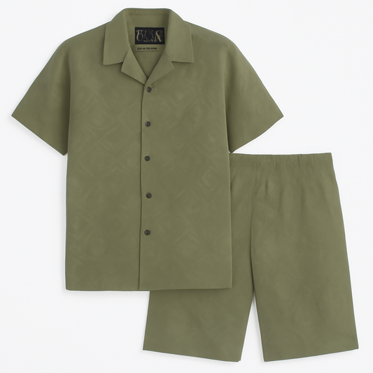 Olive Green Half Sleeves Shirt & Short